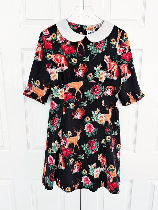 Hell Bunny Vixen Dresses & Skirts - Hell Bunny Vixen Woodland Creature Fox Deer Floral Peter Pan Collar Dress Retro